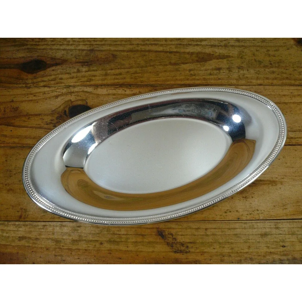 Oneida Beaded Bread Tray Silver Plate 13 1/2